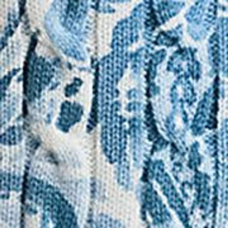 Women's Paisley Cable-Knit Short-Sleeve Cardigan