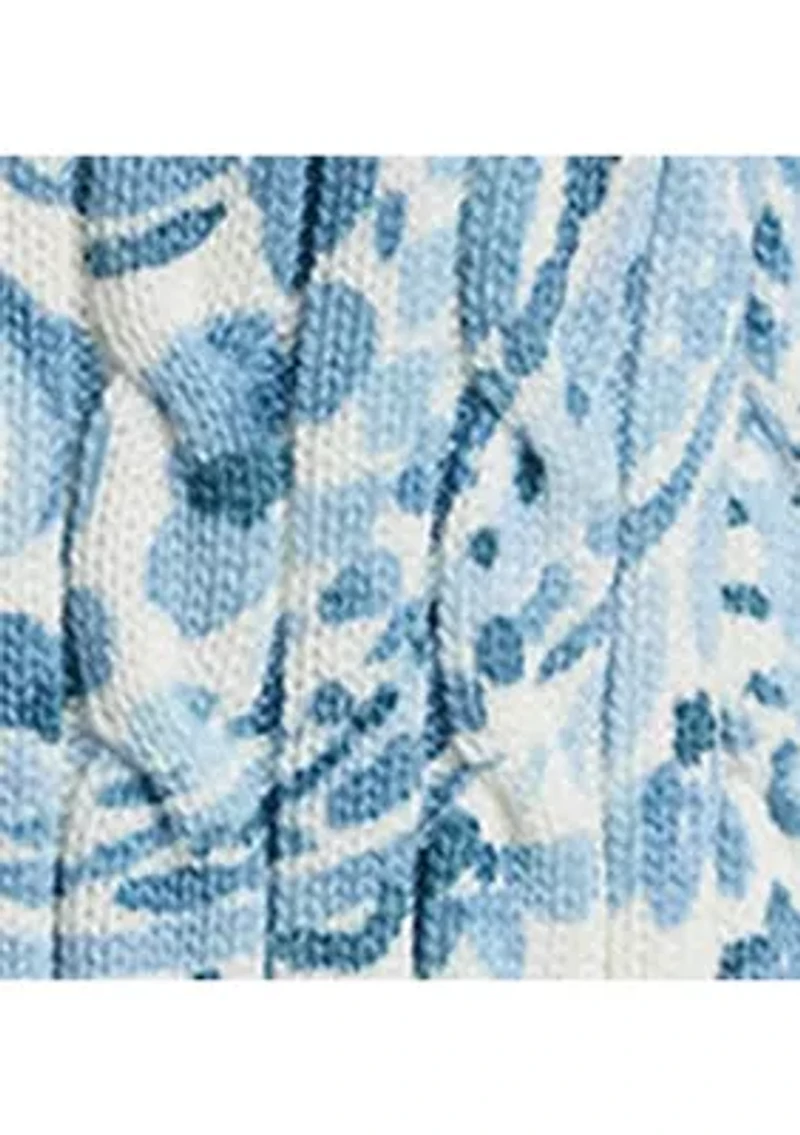 Women's Paisley Cable-Knit Short-Sleeve Cardigan