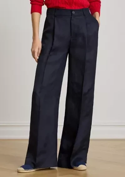 Women's Linen-Blend Twill Wide-Leg Pants