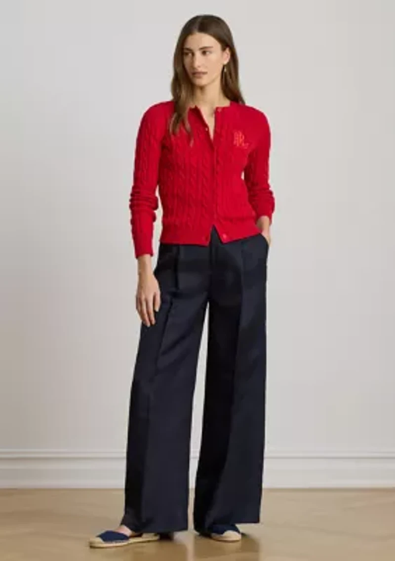 Women's Linen-Blend Twill Wide-Leg Pants