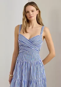 Women's Striped Cotton Broadcloth Tiered Dress