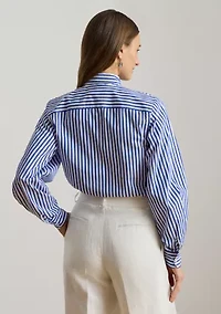 Women's Striped Cotton Broadcloth Tie-Neck Shirt