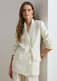 Women's Striped Linen Twill Blazer
