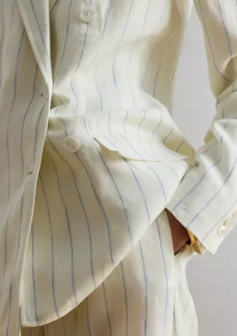 Women's Striped Linen Twill Blazer