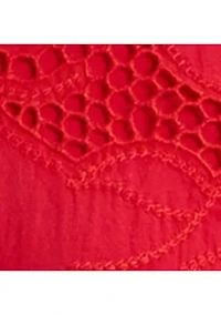 Women's Eyelet Voile Balloon-Sleeve Shirtdress