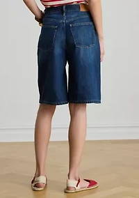 Denim Wide-Leg Bermuda Shortss