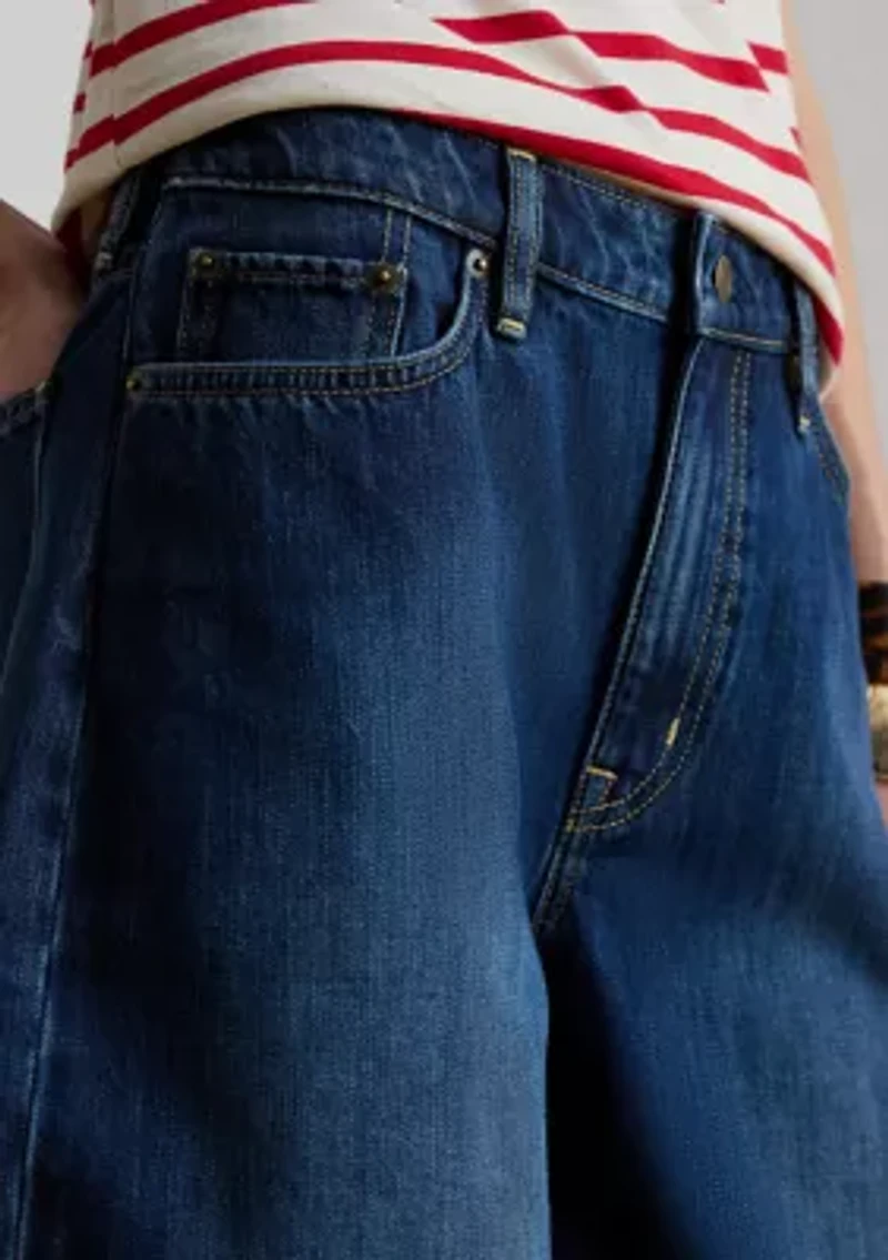 Denim Wide-Leg Bermuda Shortss