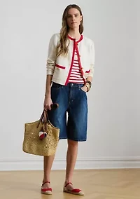 Denim Wide-Leg Bermuda Shortss