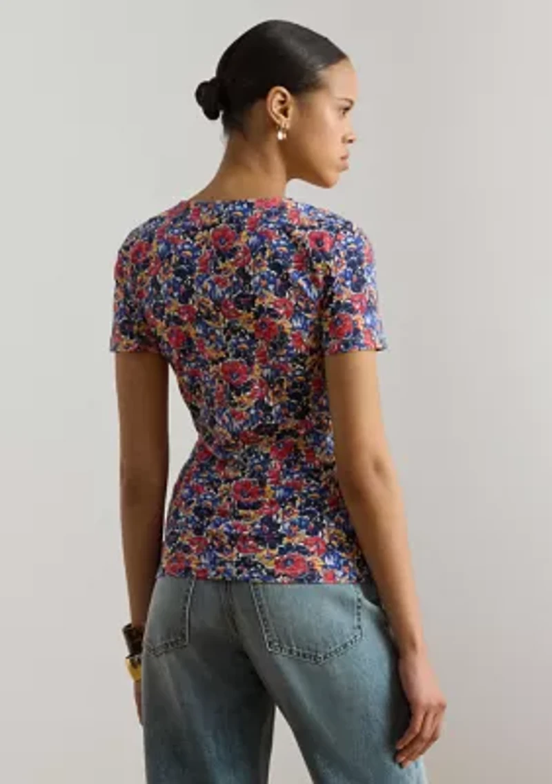 Women's Floral Cotton Jersey Square-Neck Top
