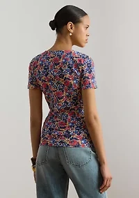 Women's Floral Cotton Jersey Square-Neck Top