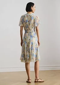 Women's Floral Crinkle Georgette Surplice Dress