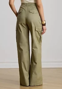 Women's Pleated Cotton Twill Wide Leg Cargo Pant