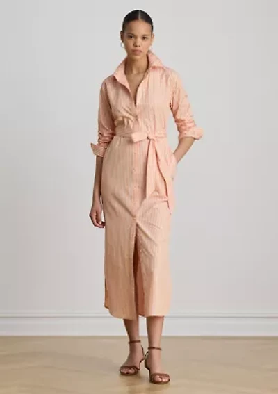 Striped End-on-End Cotton Shirtdress