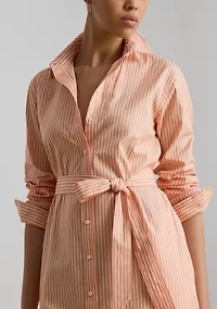 Striped End-on-End Cotton Shirtdress