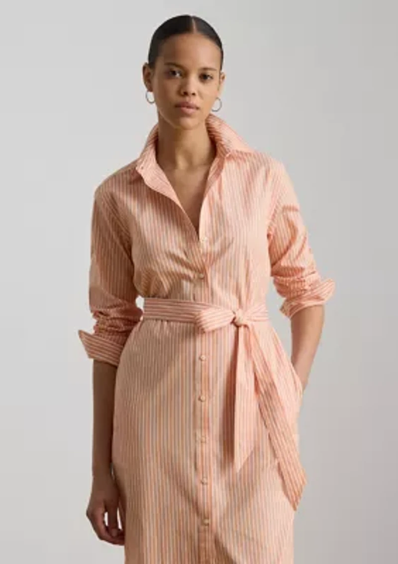 Striped End-on-End Cotton Shirtdress