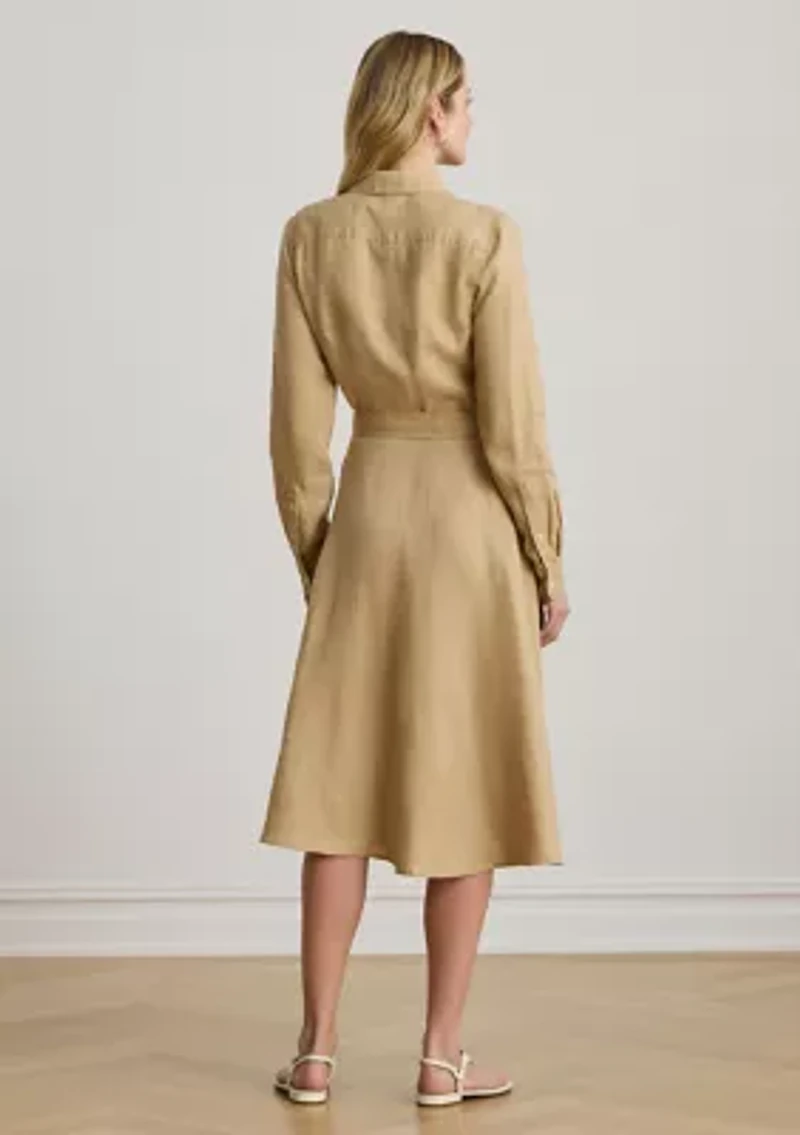 Women's Belted Linen Shirtdress