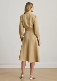 Women's Belted Linen Shirtdress