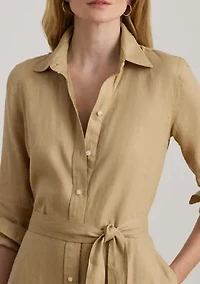 Women's Belted Linen Shirtdress