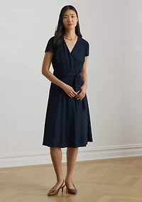 Women's Belted Georgette Surplice Dress