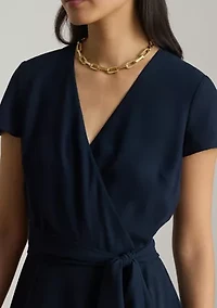 Women's Belted Georgette Surplice Dress