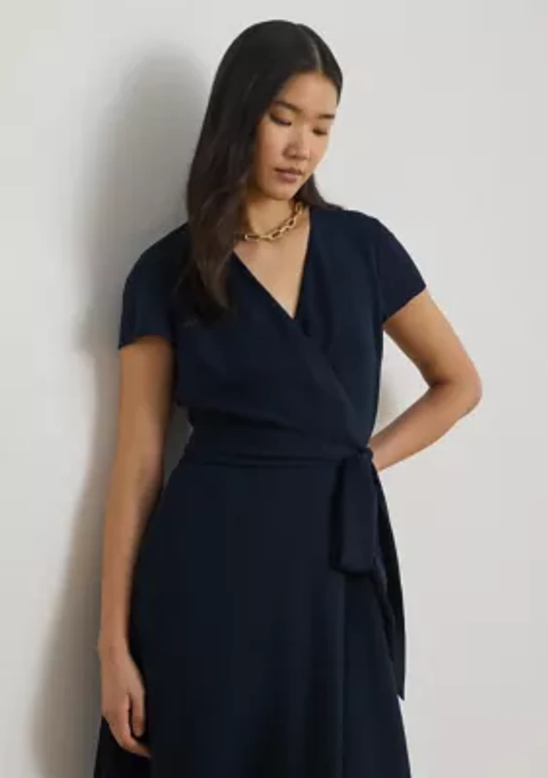 Women's Belted Georgette Surplice Dress