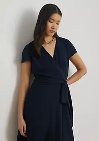 Women's Belted Georgette Surplice Dress