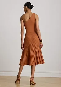 Women's Ribbed & Pleated One-Shoulder Dress