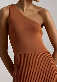 Women's Ribbed & Pleated One-Shoulder Dress