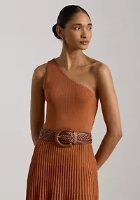 Women's Ribbed & Pleated One-Shoulder Dress