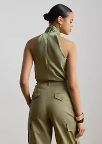 Women's Twist-Front Charmeuse Halter Blouse