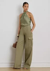 Women's Twist-Front Charmeuse Halter Blouse