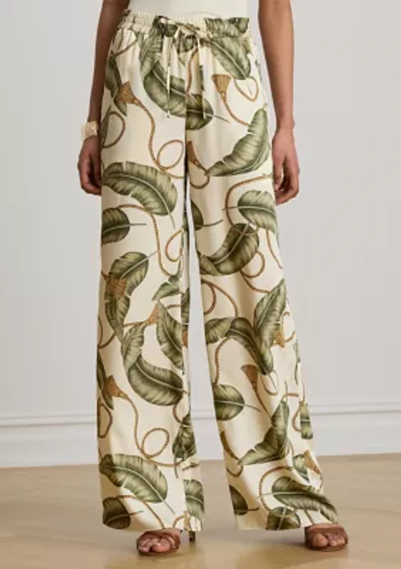 Rope-Print Twill Wide-Leg Pants