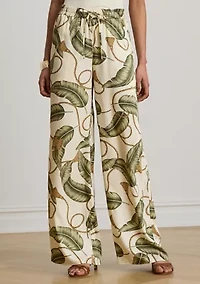 Rope-Print Twill Wide-Leg Pants