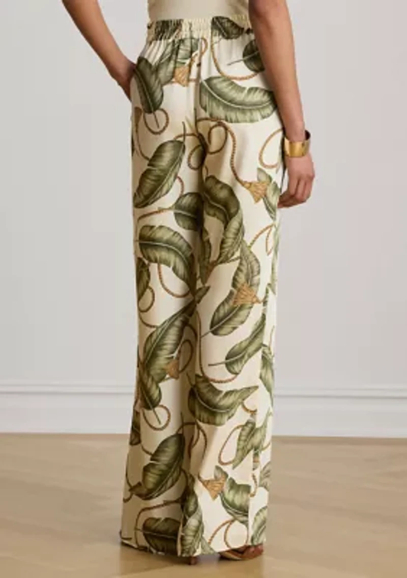 Rope-Print Twill Wide-Leg Pants