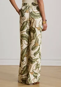 Rope-Print Twill Wide-Leg Pants
