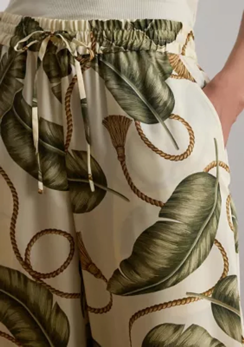 Rope-Print Twill Wide-Leg Pants
