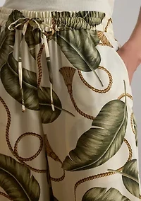 Rope-Print Twill Wide-Leg Pants