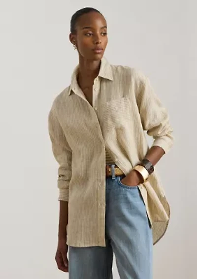 Women's Relaxed Fit Striped Linen Shirt