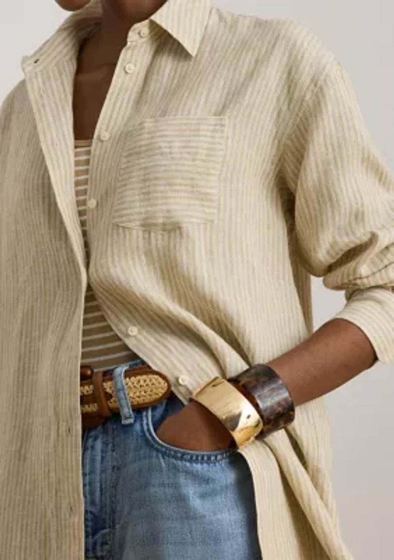 Women's Relaxed Fit Striped Linen Shirt