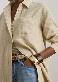 Women's Relaxed Fit Striped Linen Shirt