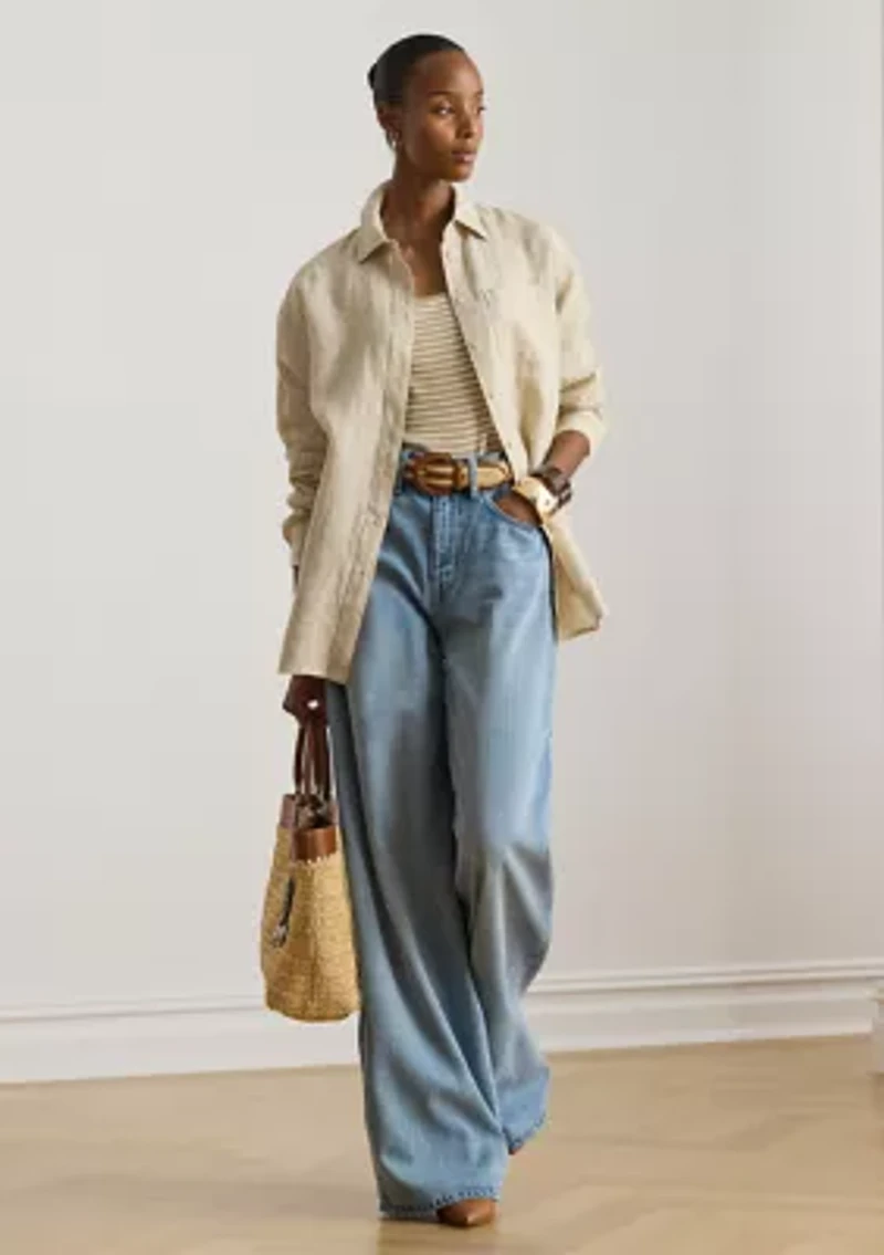 Women's Relaxed Fit Striped Linen Shirt