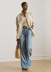 Women's Relaxed Fit Striped Linen Shirt