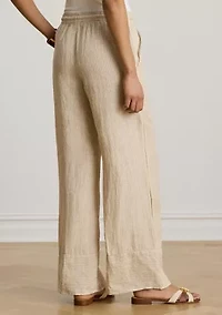 Women's Striped Linen Wide-Leg Pants