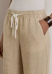 Women's Striped Linen Wide-Leg Pants