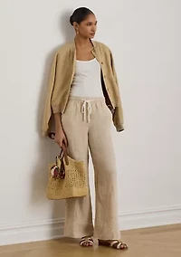 Women's Striped Linen Wide-Leg Pants
