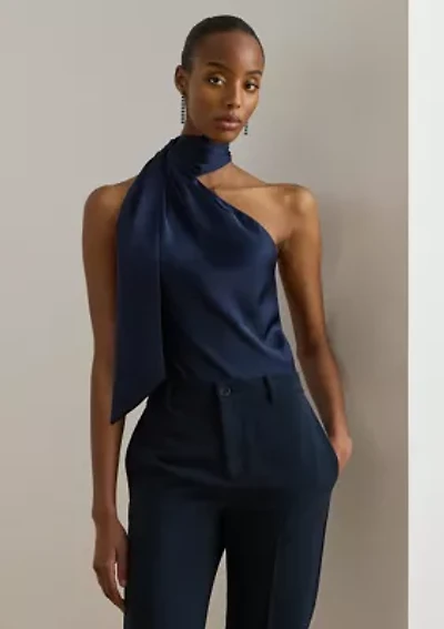 Women's Charmeuse Tie-Neck Halter Top