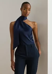 Women's Charmeuse Tie-Neck Halter Top