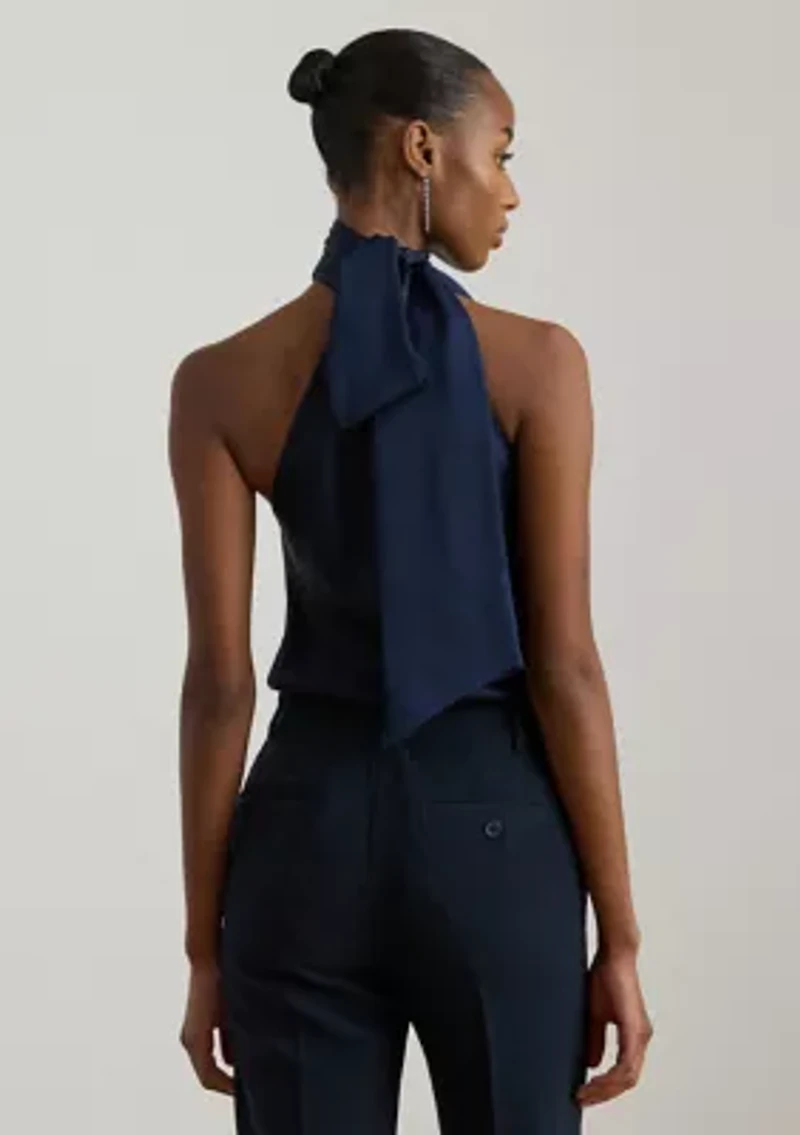 Women's Charmeuse Tie-Neck Halter Top