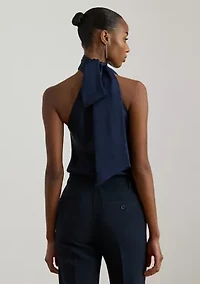 Women's Charmeuse Tie-Neck Halter Top