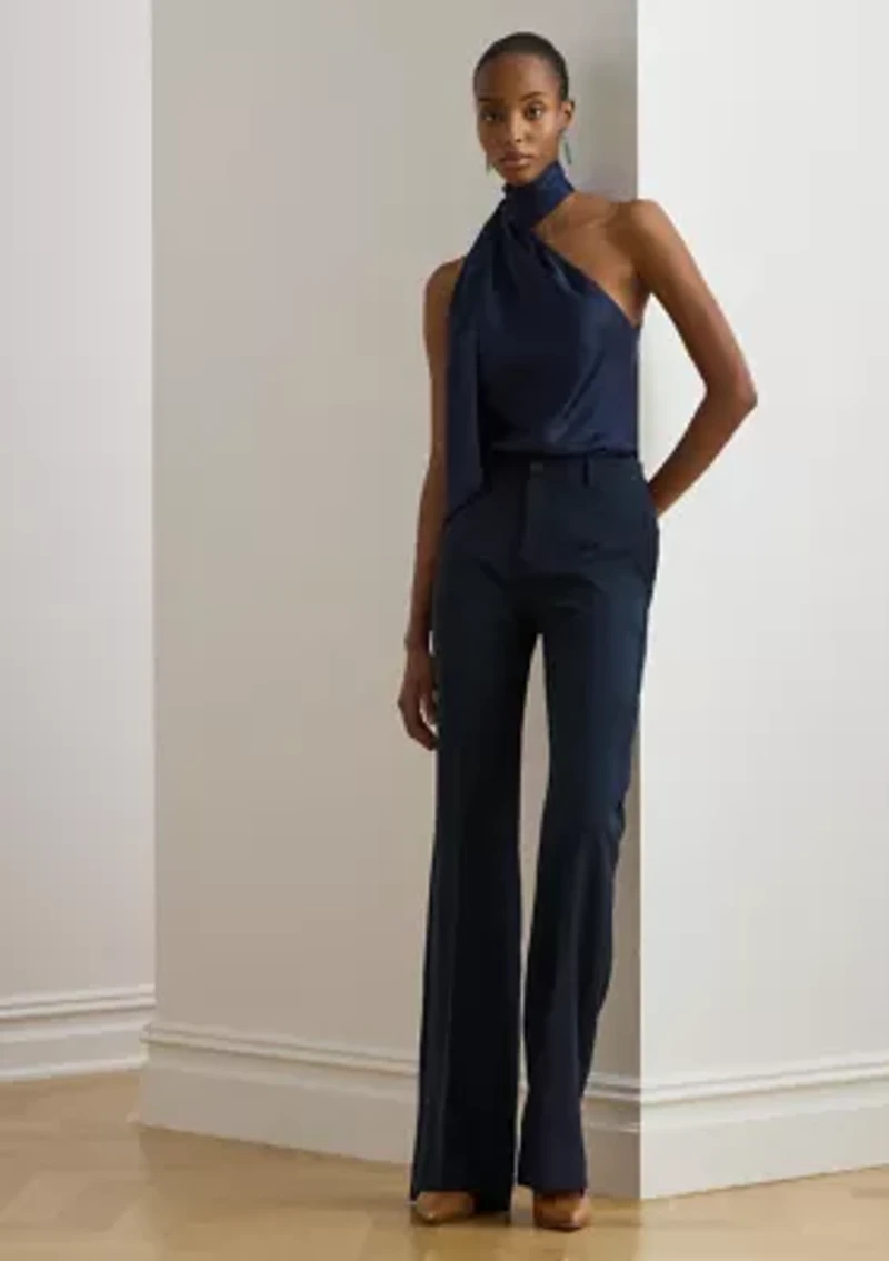 Women's Charmeuse Tie-Neck Halter Top